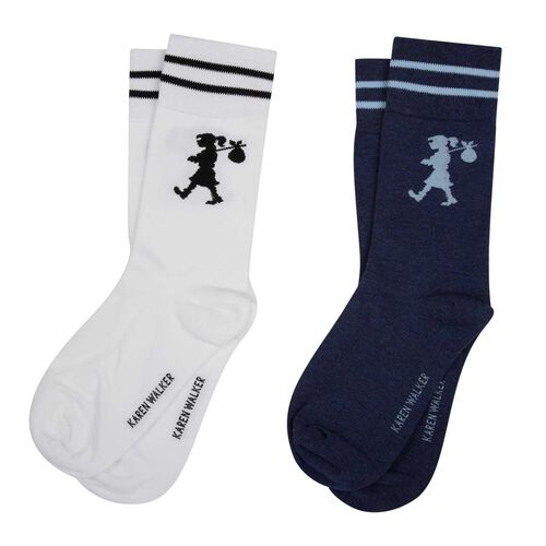 Karen Walker Runaway Girl Socks - 2 Pack White Denim